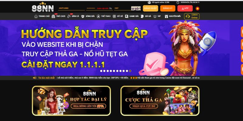 Điền thông tin đăng nhập 88nn